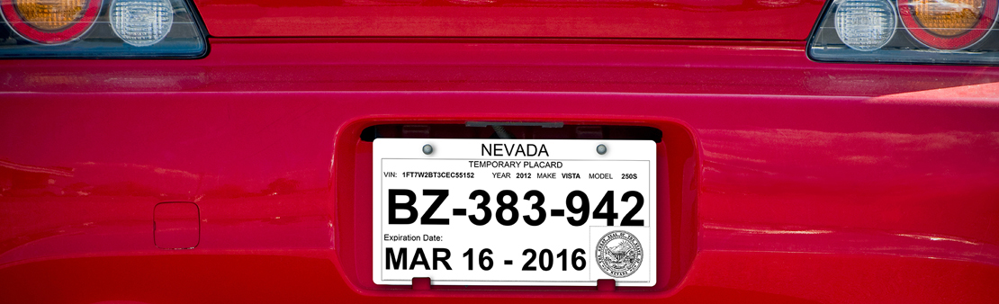 DMV temporary license plate