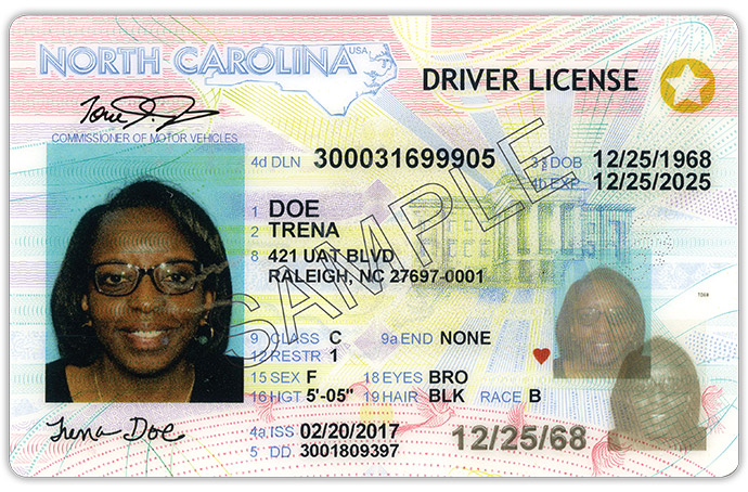 North Carolina REAL ID card